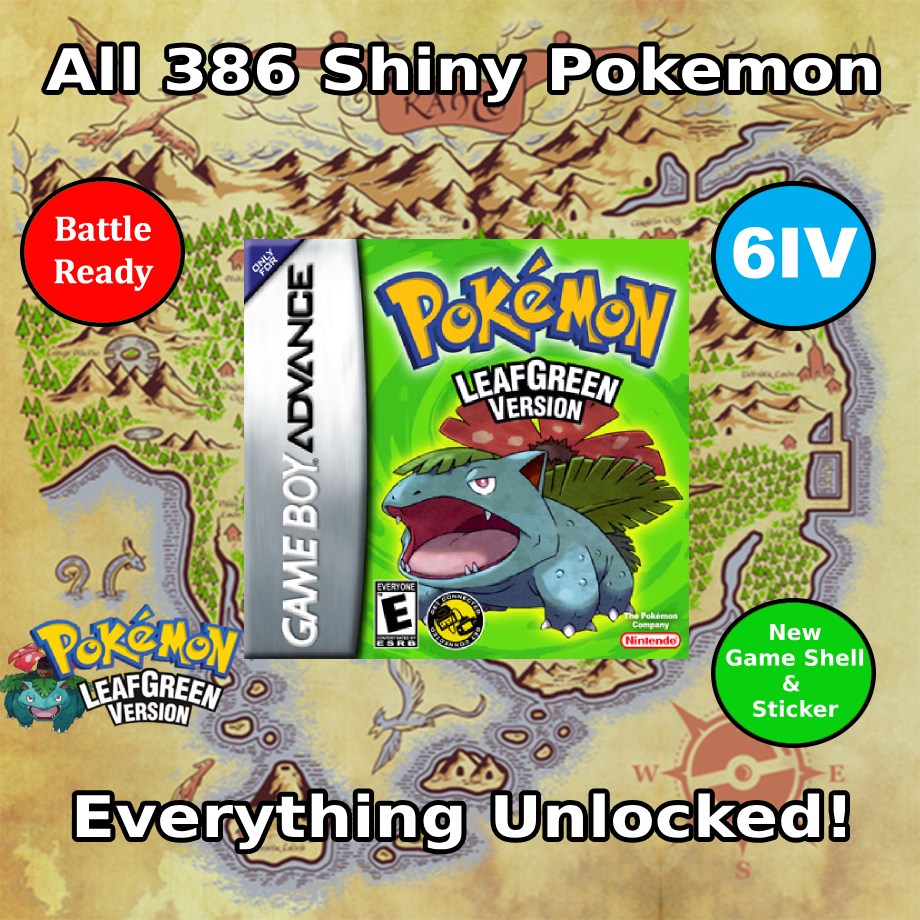 Pokémon Verde Hoja desbloqueado | Pokédex variocolor completa + Máximo de objetos | GBA