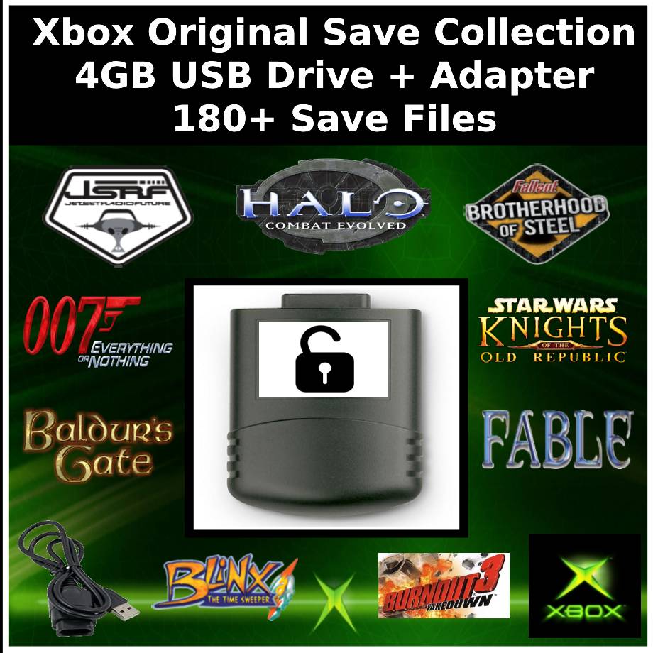 Collection de sauvegardes débloquées Xbox - Plus de 180 sauvegardes - Carte mémoire préchargée - 100 % complète