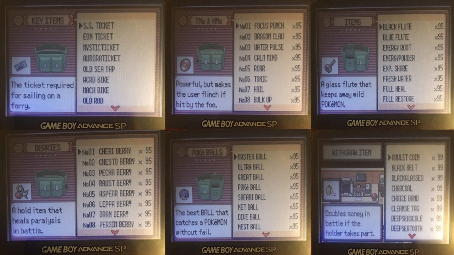Pokémon Esmeralda desbloqueado | Pokédex variocolor completa + Máximo de objetos | GBA