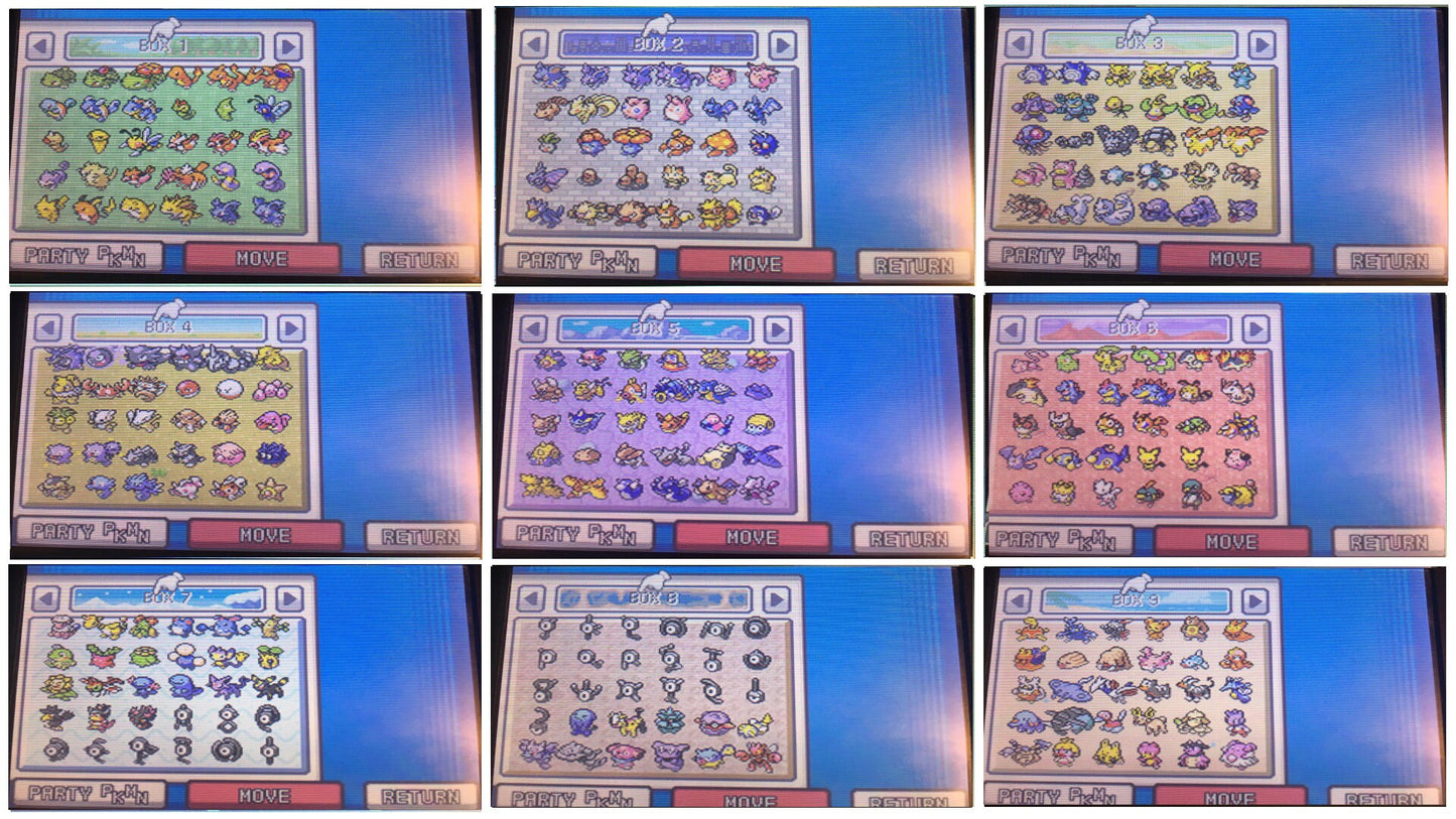 Pokemon DS Unlocked Save Collection - 9 Saves - Complete Shiny Pokedex - NDS