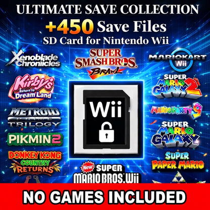 Wii Unlocked Save Collection - 450+ Saves - 1GB Memory Card - 100% Complete