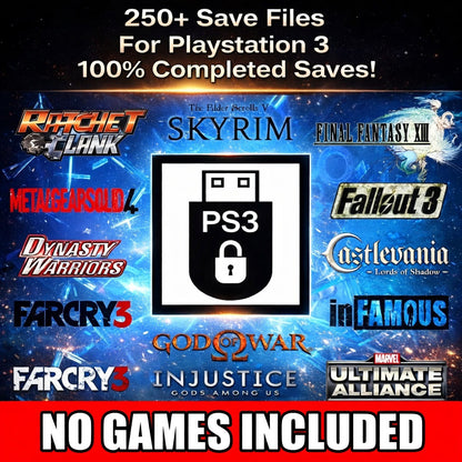 PS3 Unlocked Save Collection - 250+ Saves - 8GB Memory Card - 100% Complete