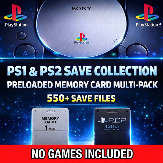 PS1 + PS2 Unlocked Save Collection - 550+ Saves - 256MB Memory Card - 100% Complete