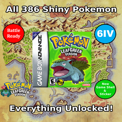 Pokémon Verde Hoja desbloqueado | Pokédex variocolor completa + Máximo de objetos | GBA