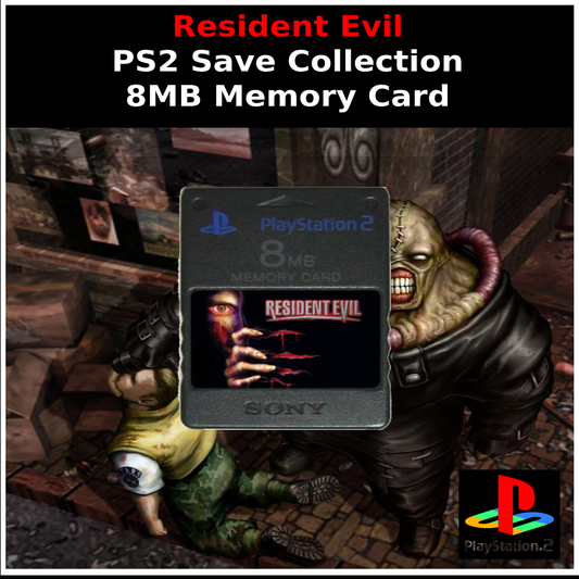 Resident Evil - PS2 Save Collection - Unlocked 128MB Memory Card - 100% Complete