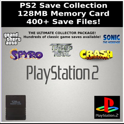 PS2 Unlocked Save Collection - 400+ Saves - 128MB Memory Card - 100% Complete