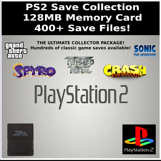 PS2 Unlocked Save Collection - 400+ Saves - 128MB Memory Card - 100% Complete