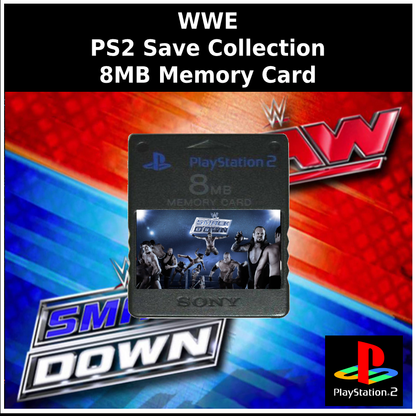 WWE - Collection de sauvegardes PS2 - Carte mémoire 128 Mo déverrouillée - 100 % terminée