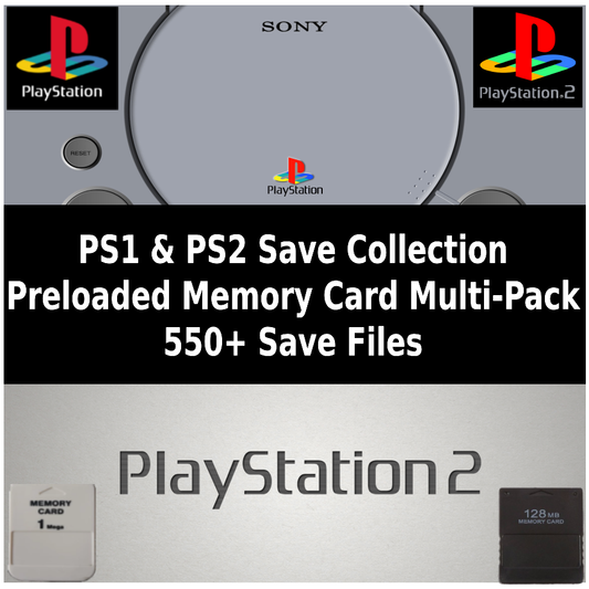 PS1 + PS2 Unlocked Save Collection - 550+ Saves - 256MB Memory Card - 100% Complete