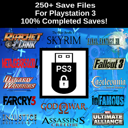 PS3 Unlocked Save Collection - 250+ Saves - 8GB Memory Card - 100% Complete