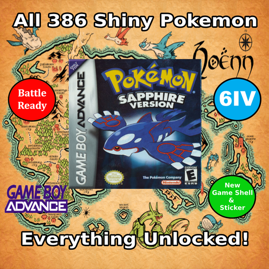 Unlocked Pokemon Sapphire | Complete Shiny Pokedex + Max Items | GBA