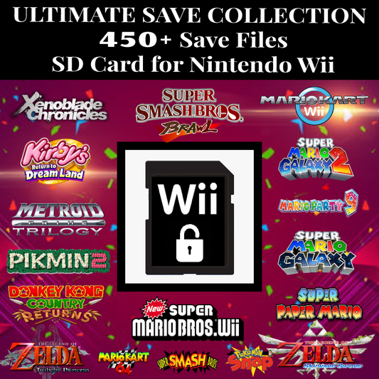 Wii Unlocked Save Collection - 450+ Saves - 1GB Memory Card - 100% Complete