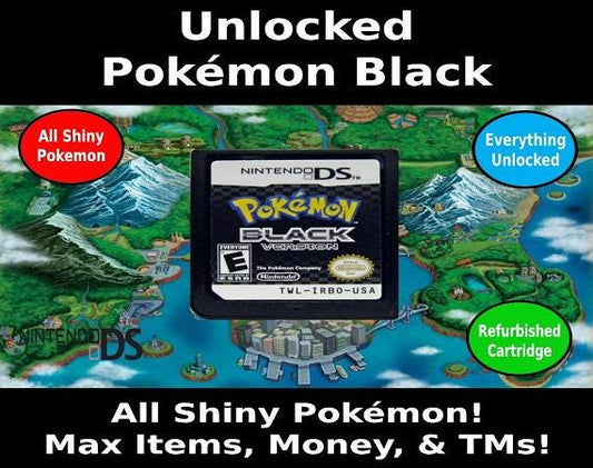 Unlocked Pokemon Black | Complete Shiny Pokedex + Max Items | DS