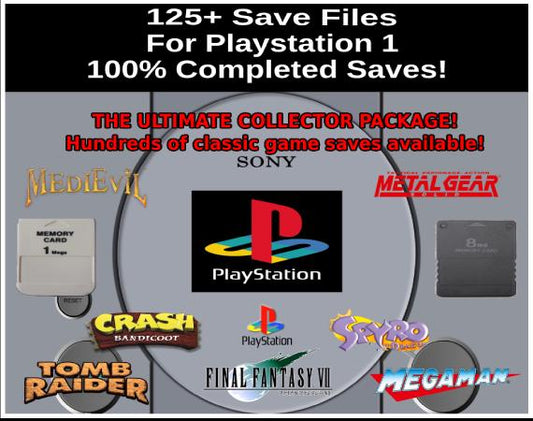 PS1 Unlocked Save Collection - 125+ Saves - 128MB Memory Card - 100% Complete