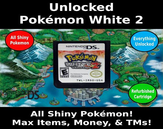 Unlocked Pokemon White 2 | Complete Shiny Pokedex + Max Items | DS