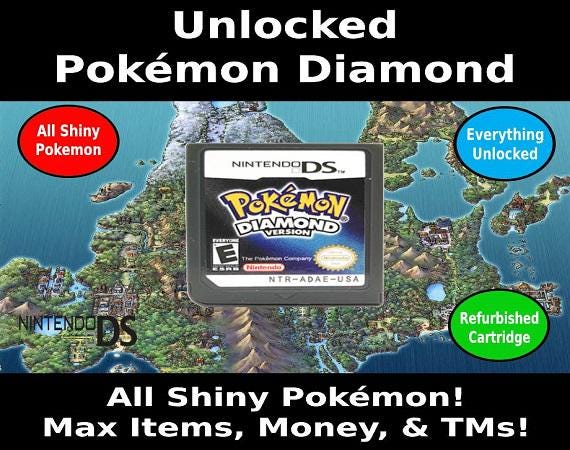 Unlocked Pokemon Diamond | Complete Shiny Pokedex + Max Items | DS