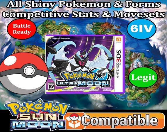 Unlocked Pokemon Ultra Moon | Complete Shiny Pokedex + Max Items | 3DS