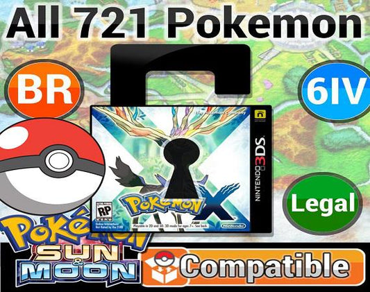 Unlocked Pokemon X | Complete Shiny Pokedex + Max Items | 3DS