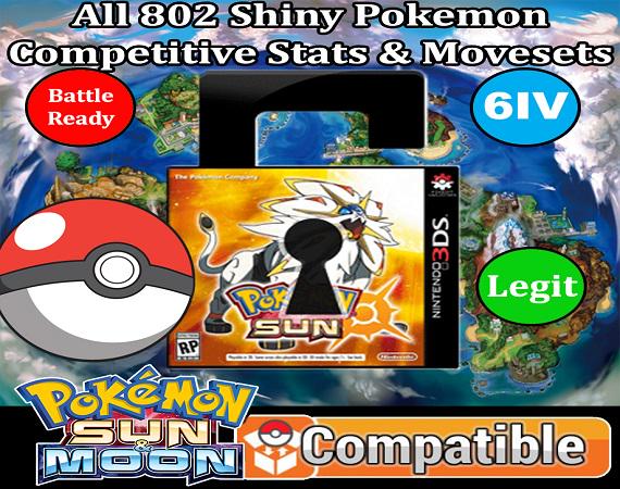 Unlocked Pokemon Sun | Complete Shiny Pokedex + Max Items | 3DS