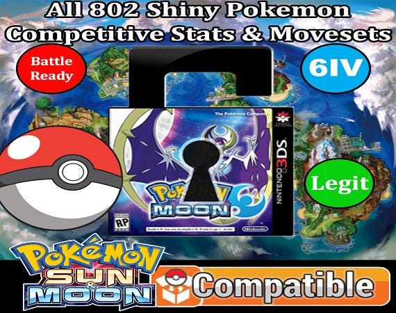 Unlocked Pokemon Moon | Complete Shiny Pokedex + Max Items | 3DS