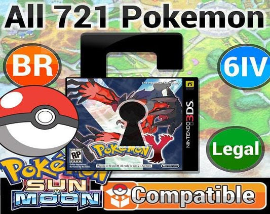 Unlocked Pokemon Y | Complete Shiny Pokedex + Max Items | 3DS