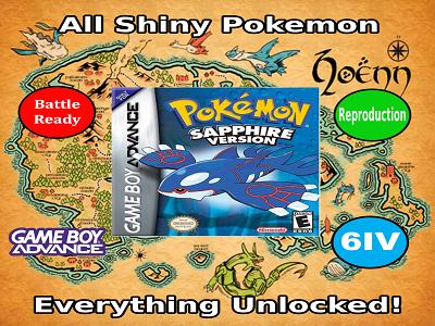 Unlocked Pokemon Sapphire | Complete Shiny Pokedex + Max Items | GBA