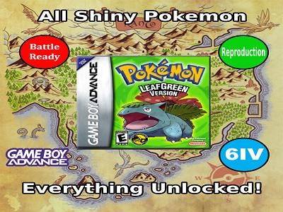 Unlocked Pokemon Leaf Green | Complete Shiny Pokedex + Max Items | GBA